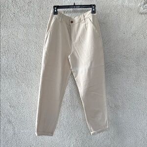 Sezane Cream Chinos Relaxed Fit Tapered Leg